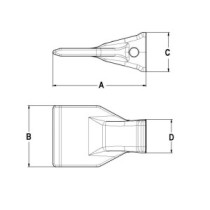 Zub J350 typu flare bagrovací