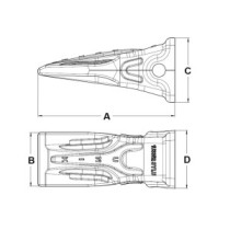 Zub J400 UNIK zesílený typu symetrický bagrový