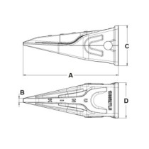 Zub J700 UNIK zesílený typu tiger long bagrový