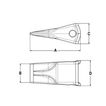 Zub typu SYMMETRICAL KOMATSU S7